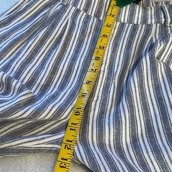 Abercrombie & Fitch Ultra High Rise Blue Linen Striped Pants wide leg Small - Picture 10 of 13